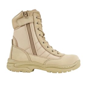 Men's Military Tactical Boots, 8 inch Combat Hiking Work Boots, Lightweight & Breathable Side Zipper Motorcycle Interceptor Trooper Boot