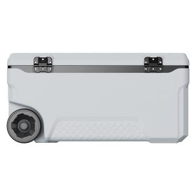 Portable Cooler, 74 QT Wheeled Cooler with Ice Retention, Heavy-Duty Handles and Cup Holder, Lightweight Rigid Material Insulated Portable Cooler