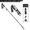 Ergonomic 1PC Black 5-Section Folding Trekking Pole, Comfortable Grip Walking Stick for Hiking, Travel & Exercise