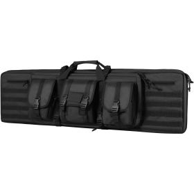 Rifle Bag, 42 inch Tactical Double Long Gun Bag, Soft Rifle Case with Lockable Zipper, Portable Handle & Shoulder Strap