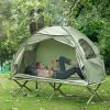 1 Person Folding Camping Cot, Portable Outdoor with Carry Bag, 2-in-1 Elevated Camping Bed Tent Single