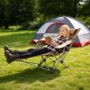 Reclining Camping Chair with Footrest 4-Position Adjustable Outdoor Folding Chair Heavy Duty Portable Camping Lounge Chair with Headrest Cup Holder &